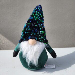 Christmas Decor Sequined Hat Gnome Green Weighted Plush Stuffed Animal Plushie N